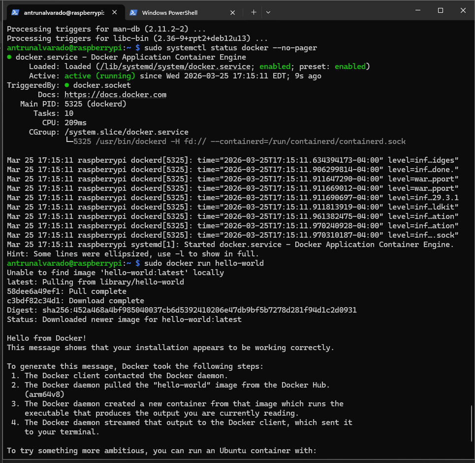 Docker installed on Raspberry Pi